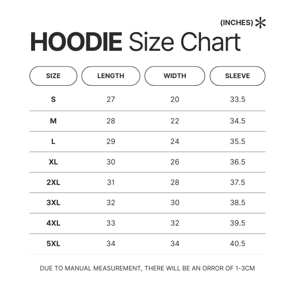 Hoodie Size Chart - My Melody Merch