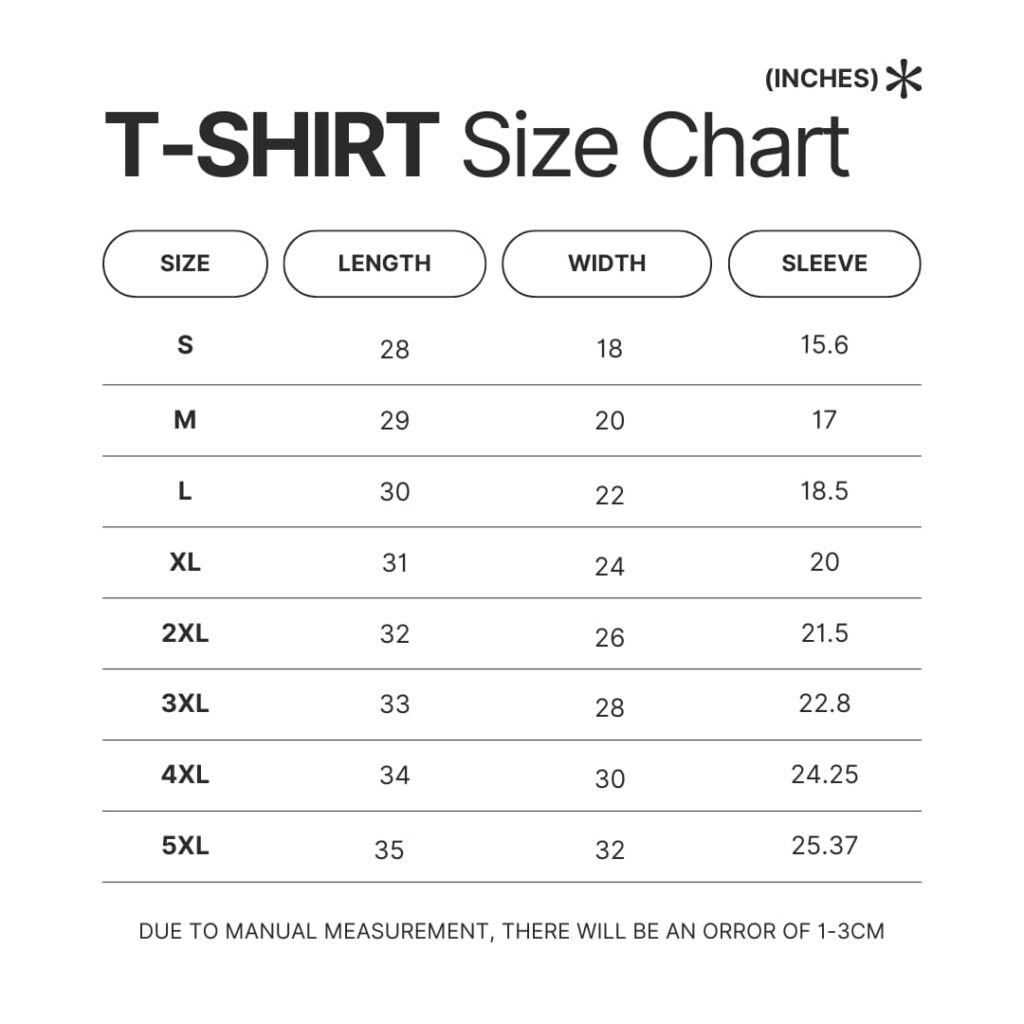 T shirt Size Chart - My Melody Merch